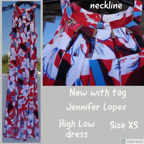 Jennifer Lopez dress floral print high low cut out detail sleeveless XS - Picture 11 of 16